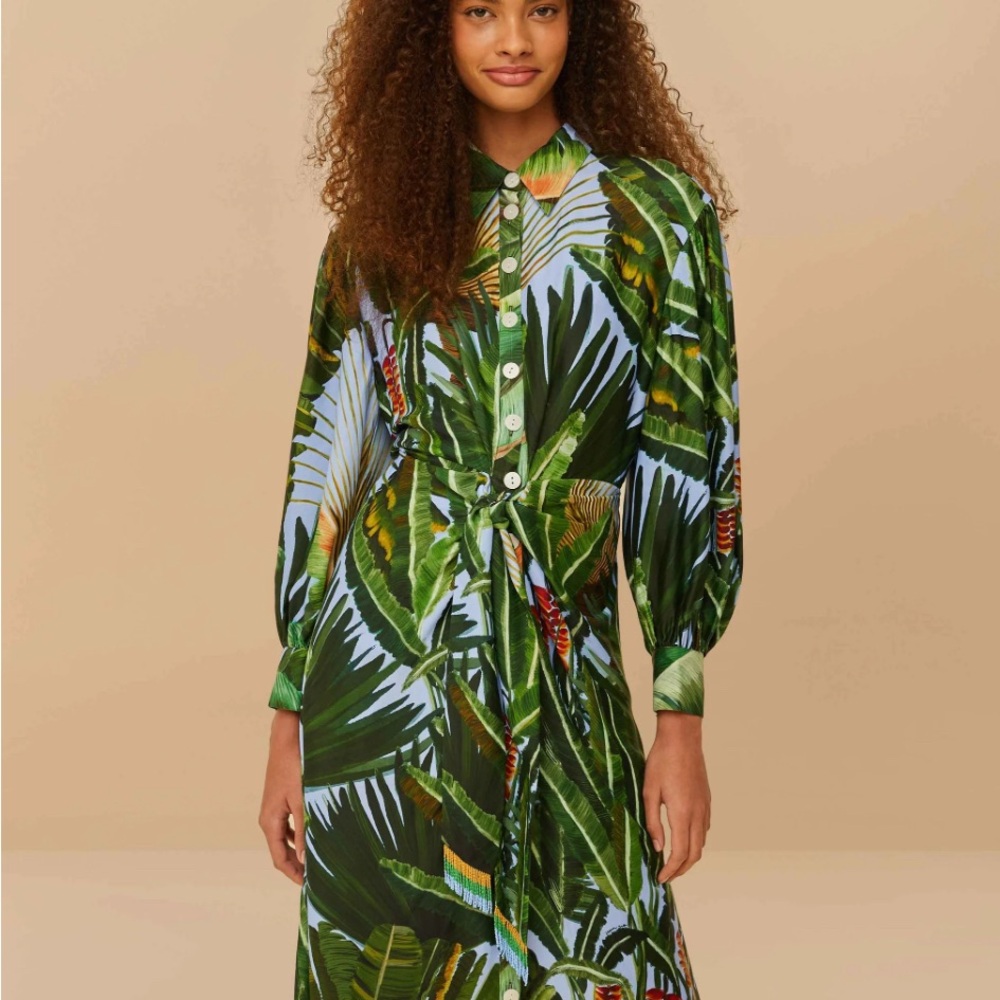 FARM Rio Blue Amazonia Forest Lenzing™ Ecovero™ Viscose Midi Dress